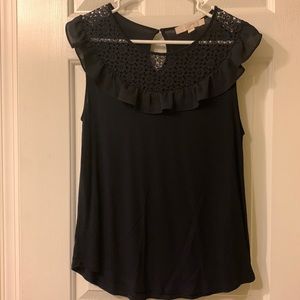 LOFT navy mixed media shell, gently used